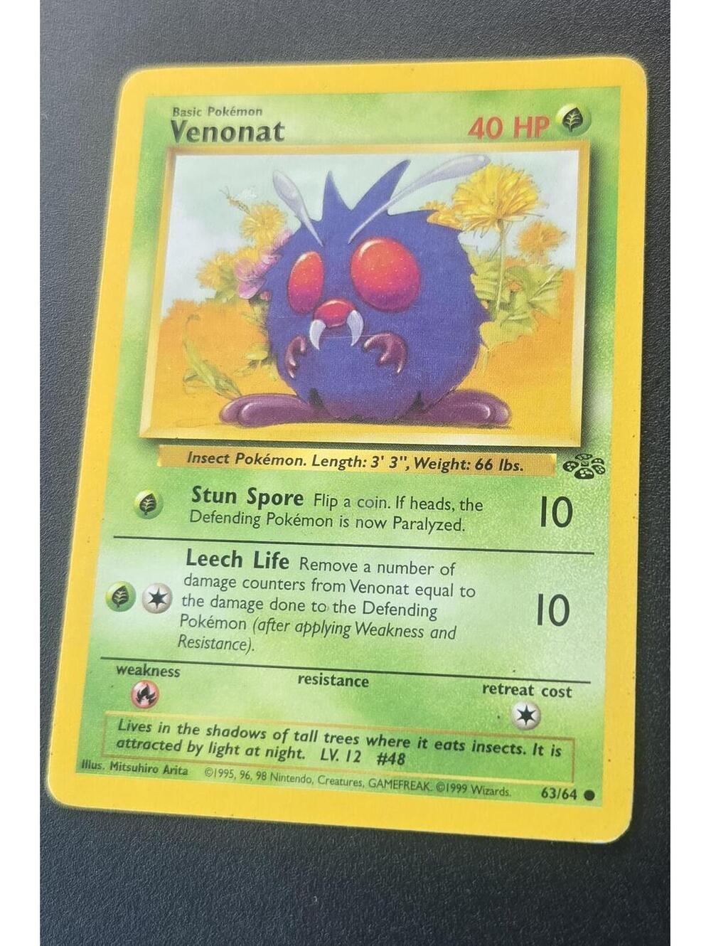 Venonat Basic Pokémon Card 40 HP